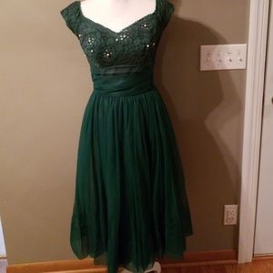 Vintage Forest Green Dress